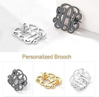 Custom Initials Brooch Pins for Suits, Dresses & Accessories