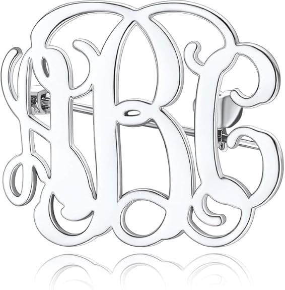 Custom Initials Brooch Pins for Suits, Dresses & Accessories