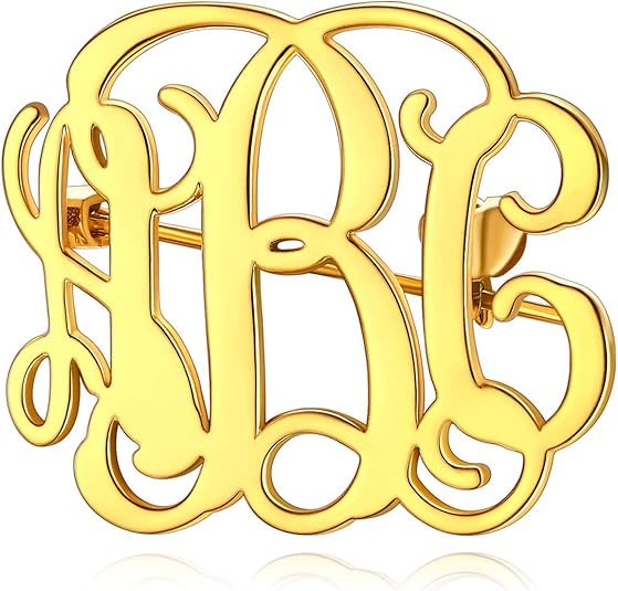 Custom Initials Brooch Pins for Suits, Dresses & Accessories