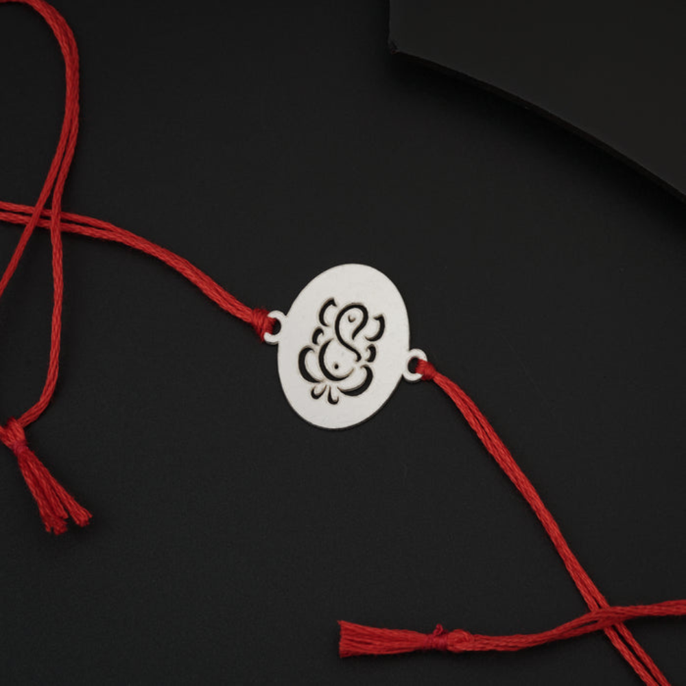 Moskai Lord Ganesha Rakhi with Red Thread | Elegant Ganpati Design Rakhi for Brother