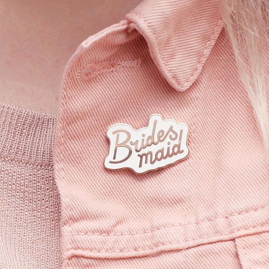 Bridesmaid Enamel Pin – Aesthetic White & Rose Gold Badge for Bridal Squad Goals | Moskai