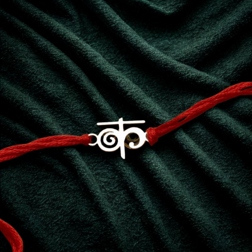 Custom Alphabet Rakhi in Hindi Style with Red Thread by Moskai