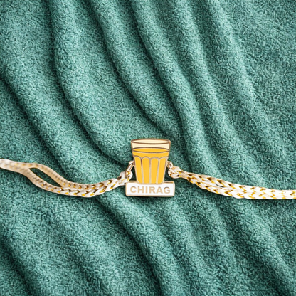 Enamel Rakhi with 18K Gold Plating| Personalized Rakhi Gift for Chai Lover Bhai