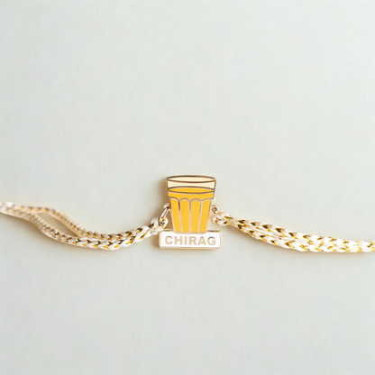 Enamel Rakhi with 18K Gold Plating| Personalized Rakhi Gift for Chai Lover Bhai