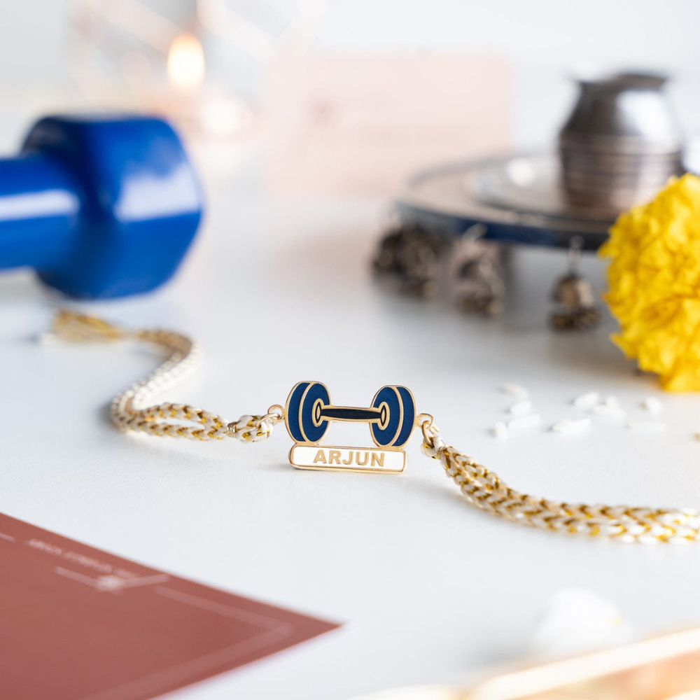 mens personalised bracelet fitness freak rakhi