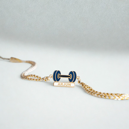 Personalized Fitness Freak Name Rakhi with 18K Gold Plating for Gym Lover Brother