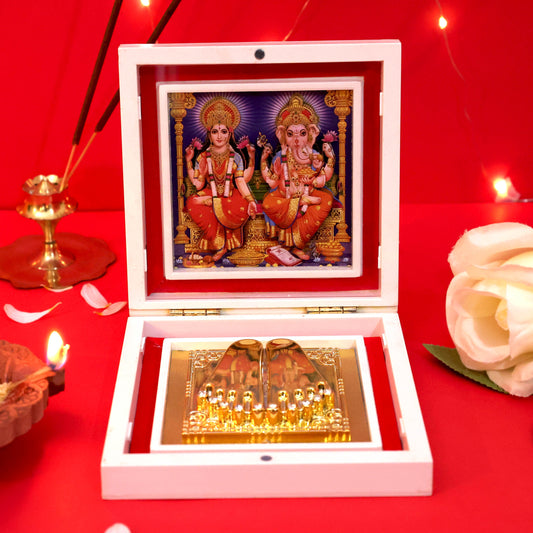 Moskai 3D Laxmi Ganesha Charan Paduka Box for Pooja Room