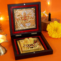 Moskai Shri Laxmi Charan Paduka Box with Golden Lakshmi Idol Frame for Pooja Room