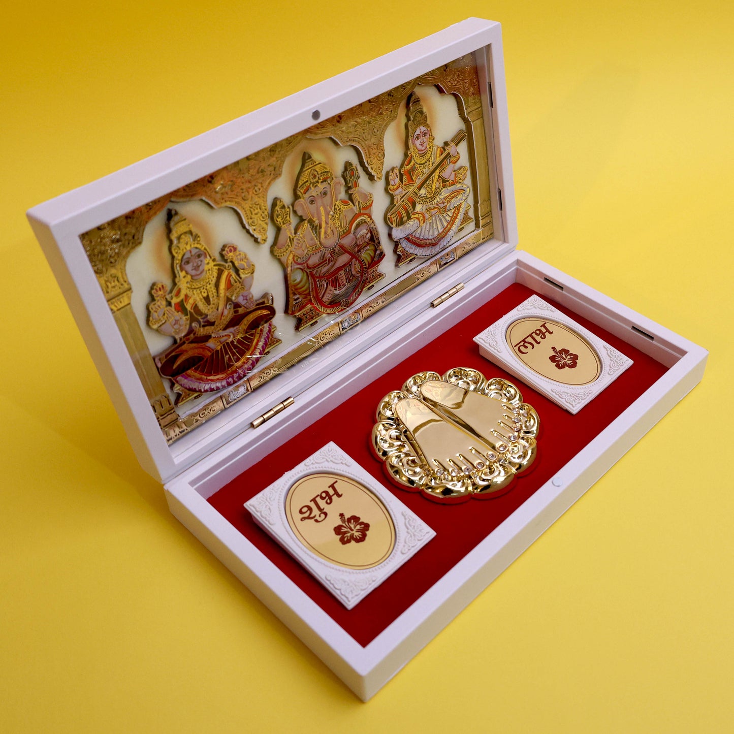 Moskai 3D Laxmi Ganesha Mere Humsafar Paduka Box with Shubh Labh