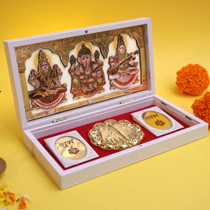 Moskai 3D Laxmi Ganesha Mere Humsafar Paduka Box with Shubh Labh