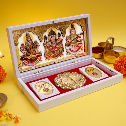 Moskai 3D Laxmi Ganesha Mere Humsafar Paduka Box with Shubh Labh