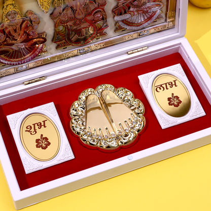Moskai 3D Laxmi Ganesha Mere Humsafar Paduka Box with Shubh Labh