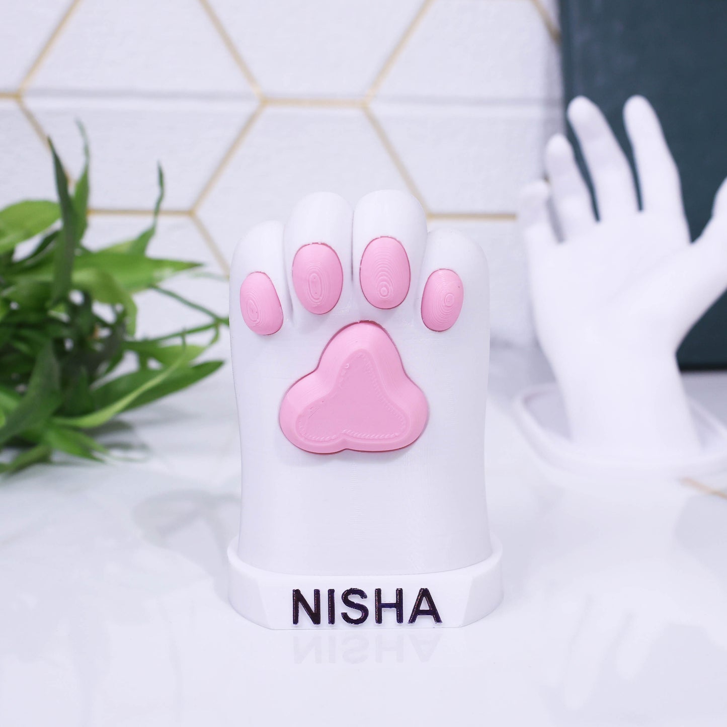 Moskai 3D Cat Paw Name Pen and Mobile Stand | Cute Desk Organizer