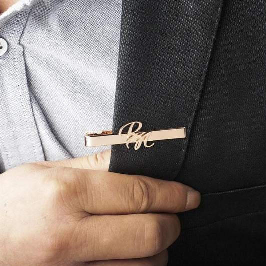 Moskai Personalized Initial Tie Clips for Men – Custom Monogram Tie Bars