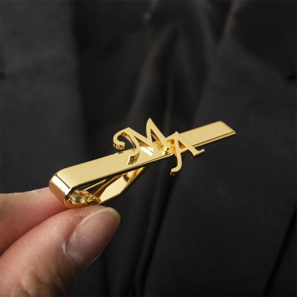 Moskai Personalized Initial Tie Clips for Men – Custom Monogram Tie Bars