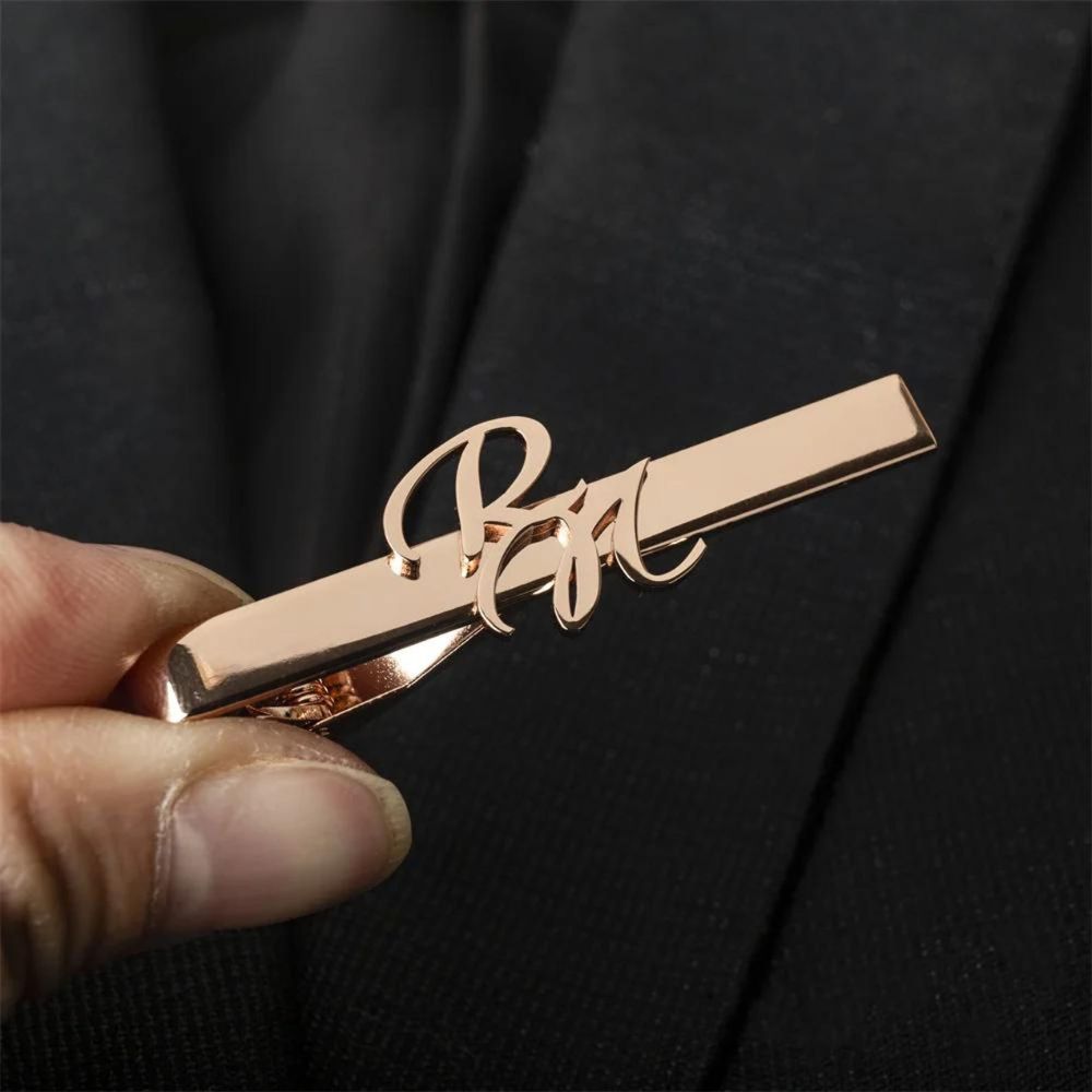 Moskai Personalized Initial Tie Clips for Men – Custom Monogram Tie Bars