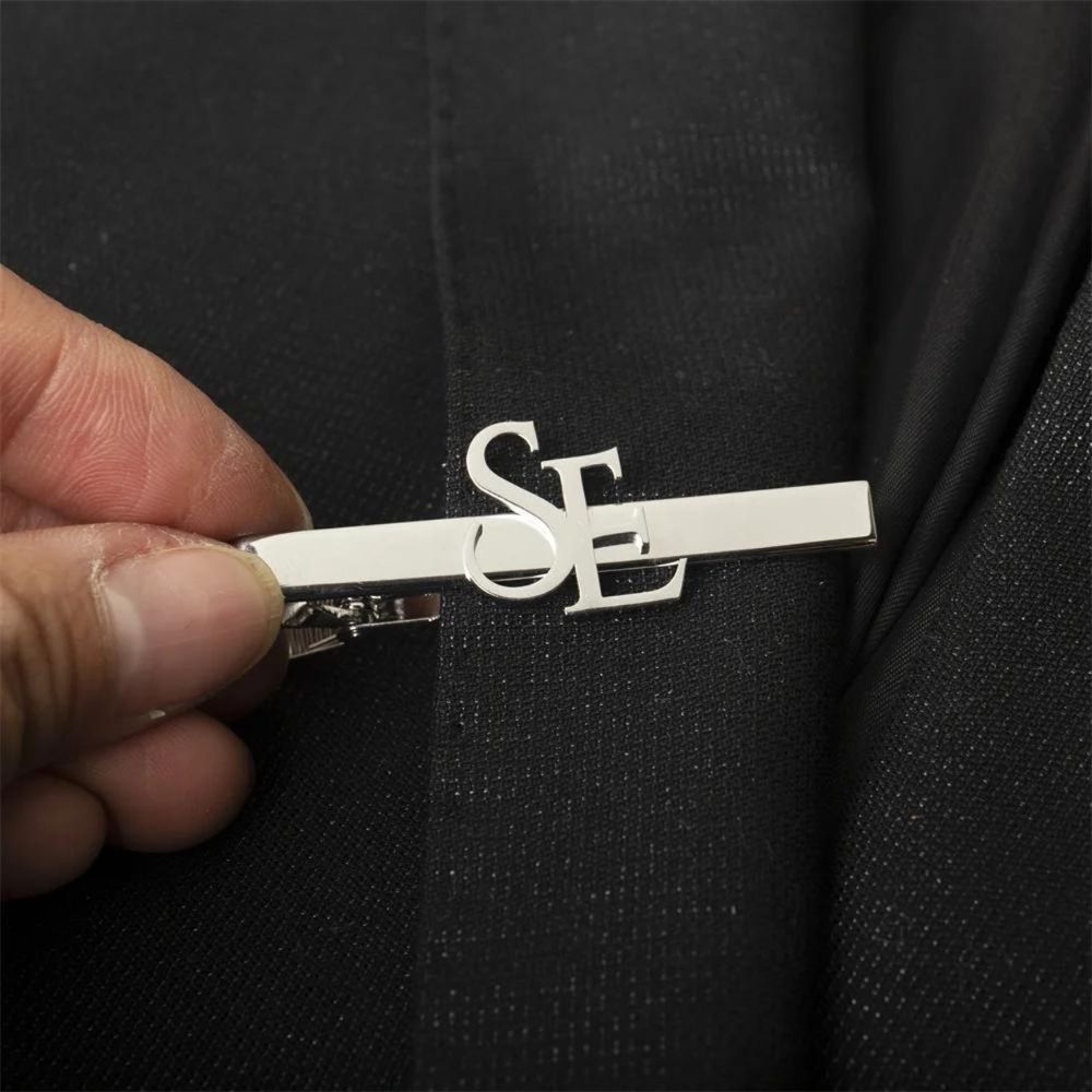 Moskai Personalized Initial Tie Clips for Men – Custom Monogram Tie Bars