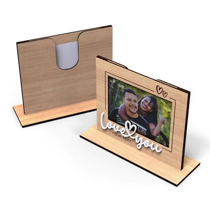 Moskai | Love You Personalised Wooden Photo Frame | Custom Engraved Picture Frame with Text