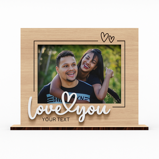 Moskai | Love You Personalised Wooden Photo Frame | Custom Engraved Picture Frame with Text
