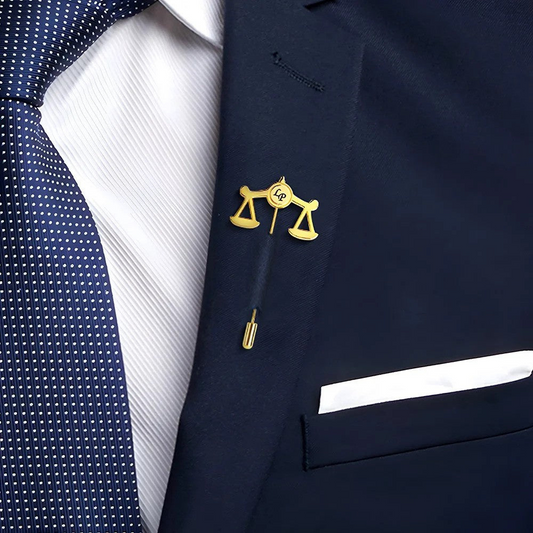MOSKAI Personalized Scales of Justice Lapel Pin with Initials | Custom Lawyer Brooch