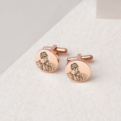 MOSKAI Custom Photo Engraved Cufflinks | Personalized Picture Cuff Links