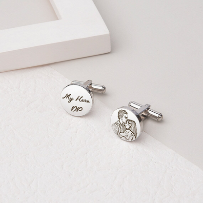MOSKAI Custom Photo Engraved Cufflinks | Personalized Picture Cuff Links