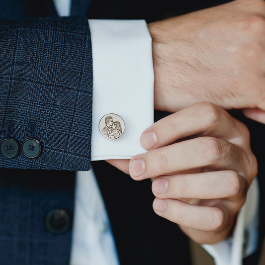MOSKAI Custom Photo Engraved Cufflinks | Personalized Picture Cuff Links