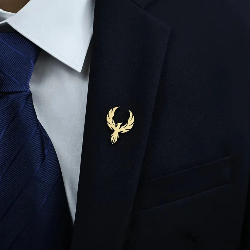 Phoenix Rising Brooch for Men & Women's Suits, Blazers & Luxury Gifting