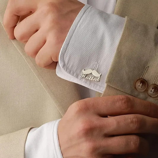 MOSKAI Mustache Theme Name Cufflink | Custom Men’s Cufflinks