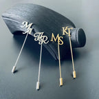 Custom Initial Name Lapel Pin - Bespoke Metal Letter Brooch for Grooms, Brides & Professionals