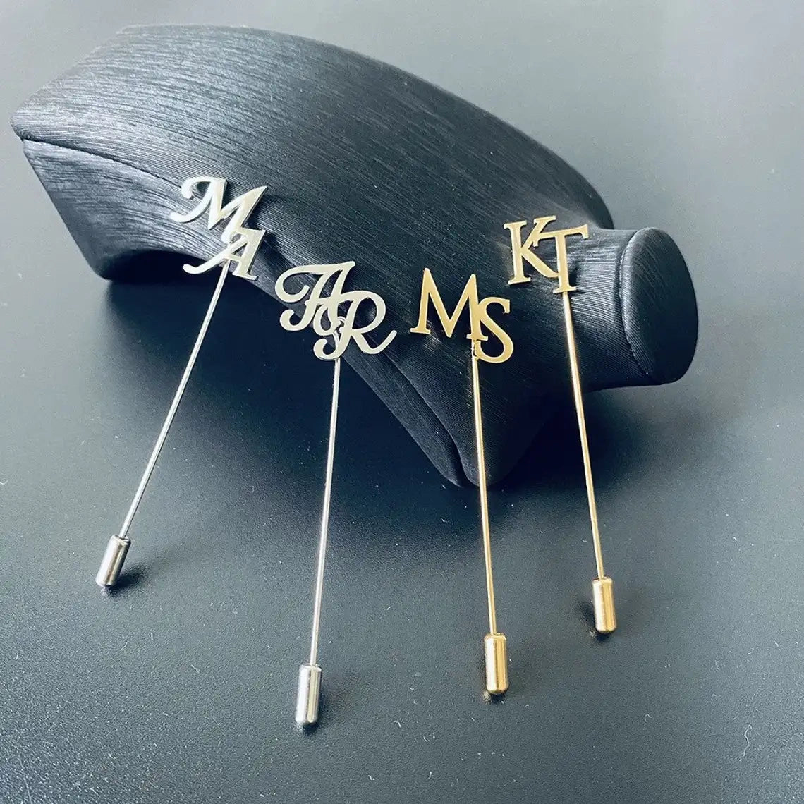 Custom Initial Name Lapel Pin - Bespoke Metal Letter Brooch for Grooms, Brides & Professionals
