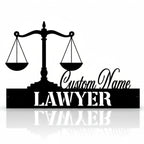 Personalized Stainless Steel Lawyer Desk Name Plate - Custom Attorney Table Sign with Scales of Justice