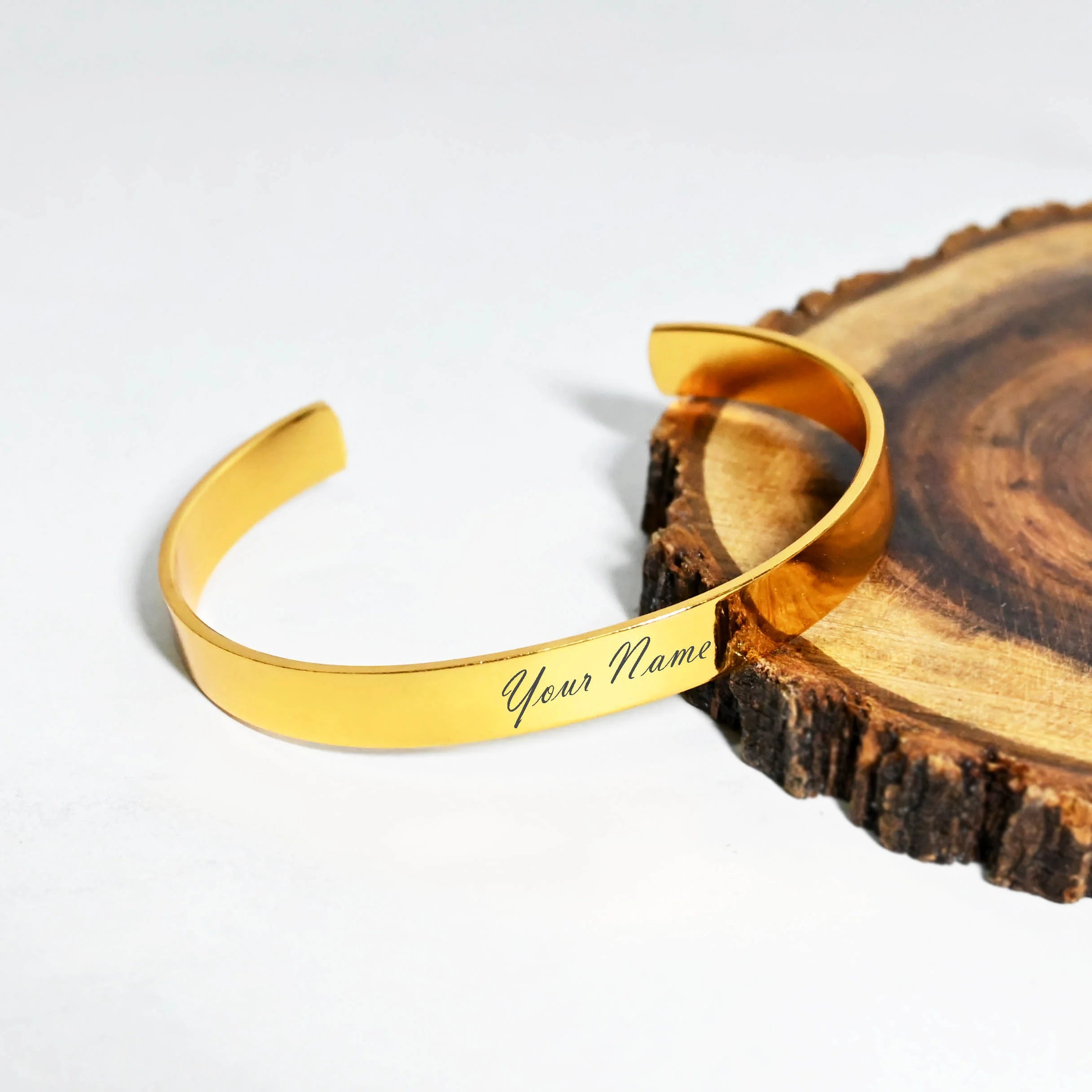 Moskai Personalised Gold Cuff Bracelet Rakhi for Brother with Name