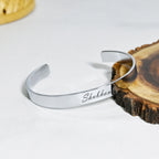 Personalized Adjustable Silver Glossy Cuff Bracelet