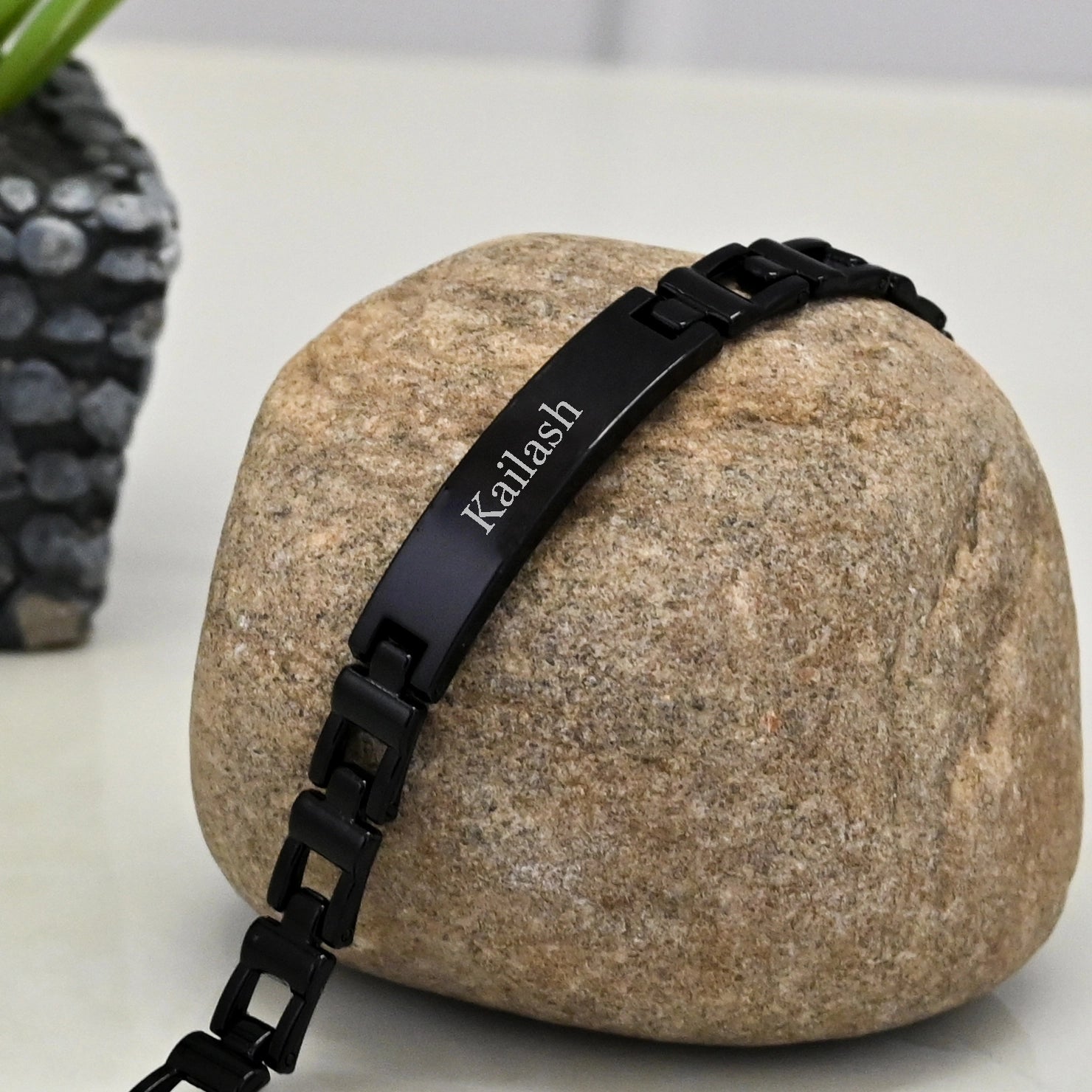 Personalized Black Matte Men's Bracelet