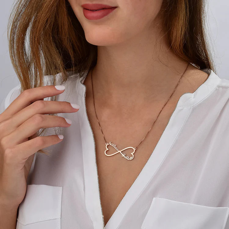 personalized infinity heart couple name pendant