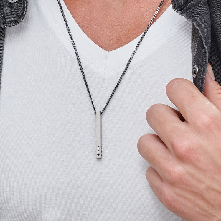 Personalised Matte Finish Engraved Cuboid Pendant for Men