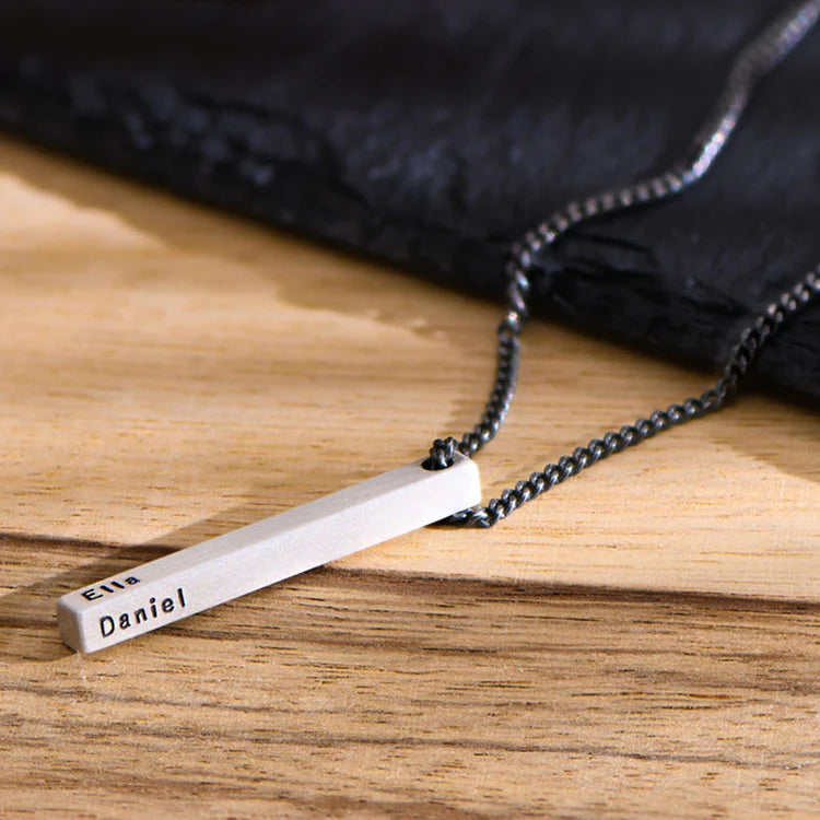 Personalised Matte Finish Engraved Cuboid Pendant for Men