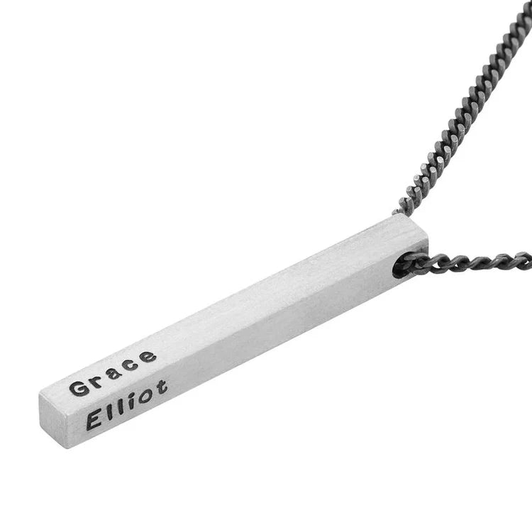 Personalised Matte Finish Engraved Cuboid Pendant for Men