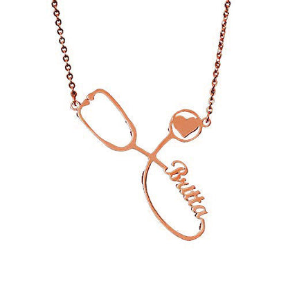 Personalized Gold Stethoscope Name Necklace