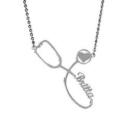 Personalized Gold Stethoscope Name Necklace