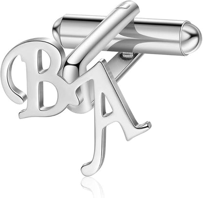 Personalized Men's Shirt Silver Initial Name Cufflink
