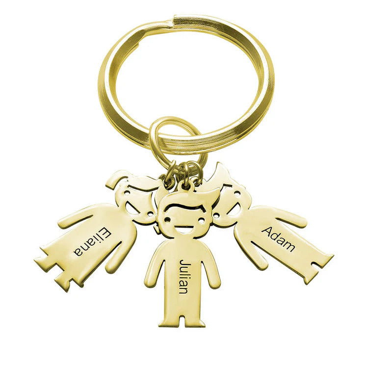 22K Plated Engraved Children Charms Keychain