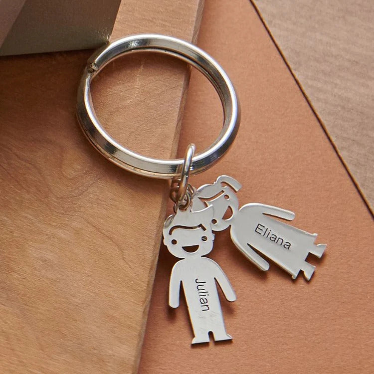 22K Plated Engraved Children Charms Keychain