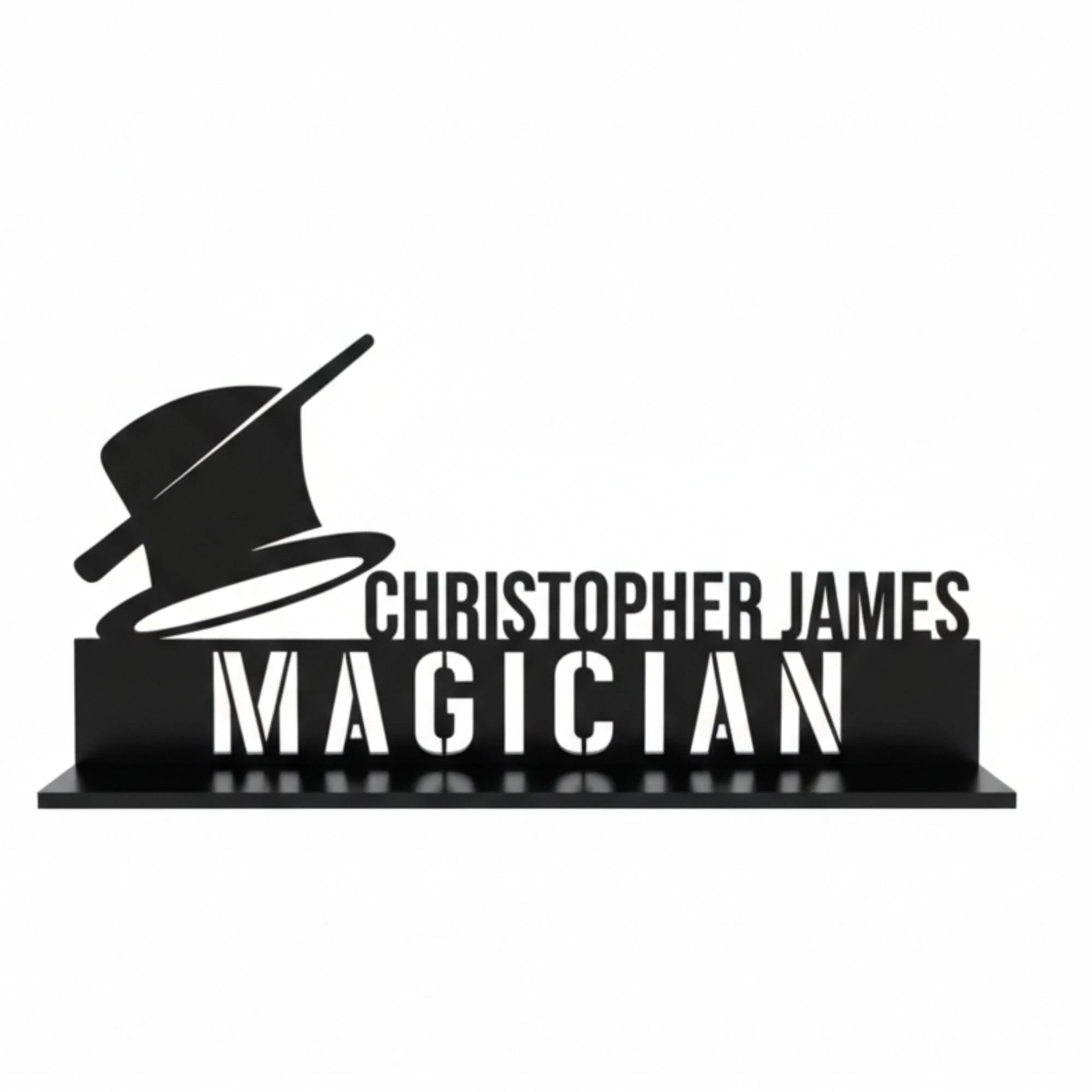 Personalized Magician Desk Name Plate - Custom Stainless Steel Magic Performer Table Sign - Illusionist Office Decor
