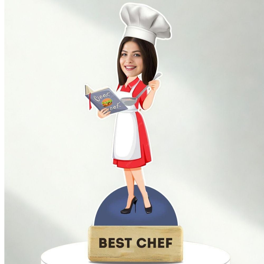 Custom Female Chef Caricature Gift | Kitchen Decor by Moskai