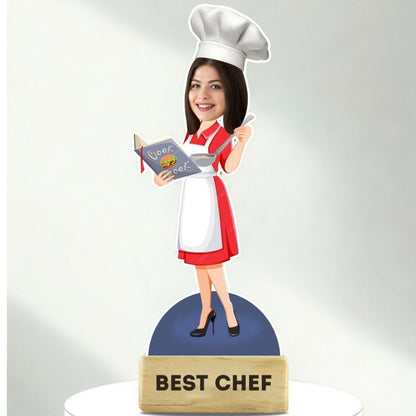 Custom Female Chef Caricature Gift | Kitchen Decor by Moskai