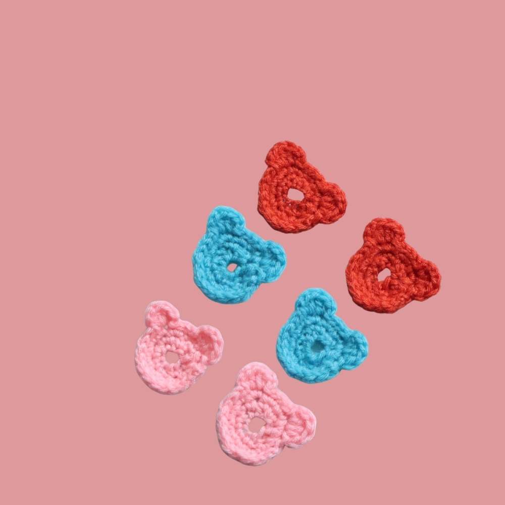 Mickey Theme Crochet Multi Colored Buttons Set of 6
