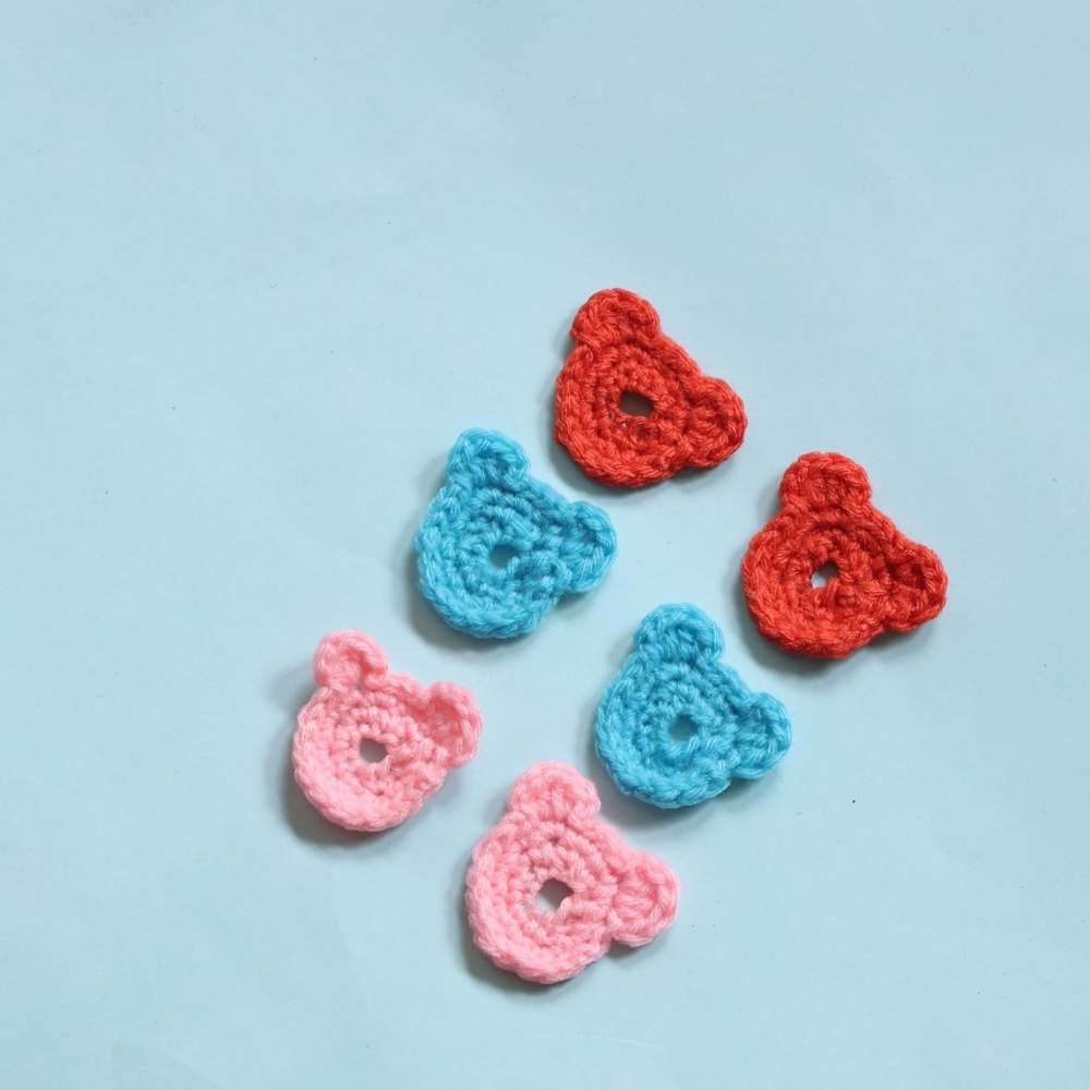 Mickey Theme Crochet Multi Colored Buttons Set of 6