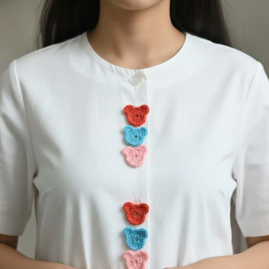 Mickey Theme Crochet Multi Colored Buttons Set of 6